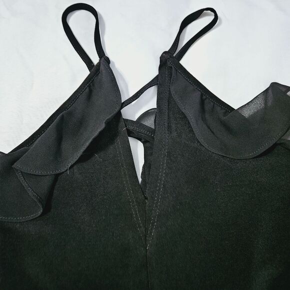 BCB Generation Womens Blouse Black Size Medium Polyester Blend Cold Shoulder - Picture 7 of 12